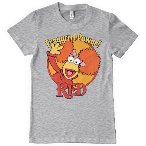 Fraggle Rock Offizielles Lizenzprodukt Red - Fragggrrrl Power Herren-T-Shirt (Heather Gray), X-Large von Fraggle Rock