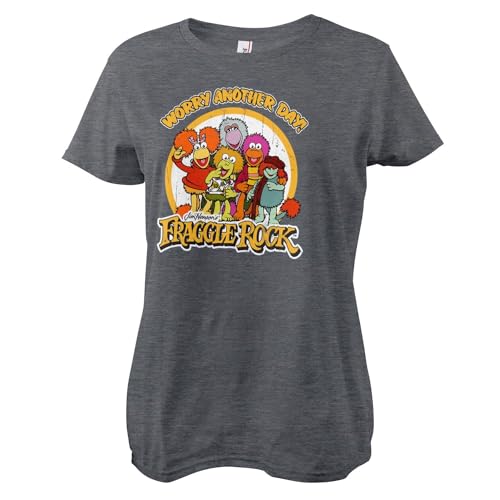 Fraggle Rock Offizielles Lizenzprodukt Worry Another Day Frauen T-Shirt (Dunkel-Heather), Small von Fraggle Rock