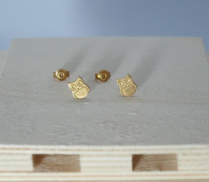 Eule Ohrstecker Silber 925 Ohrringe Gold Kinder Tier Cute Schmuck Rose Mädchen Geburtstagsgeschenk von FragkiskiDesigns
