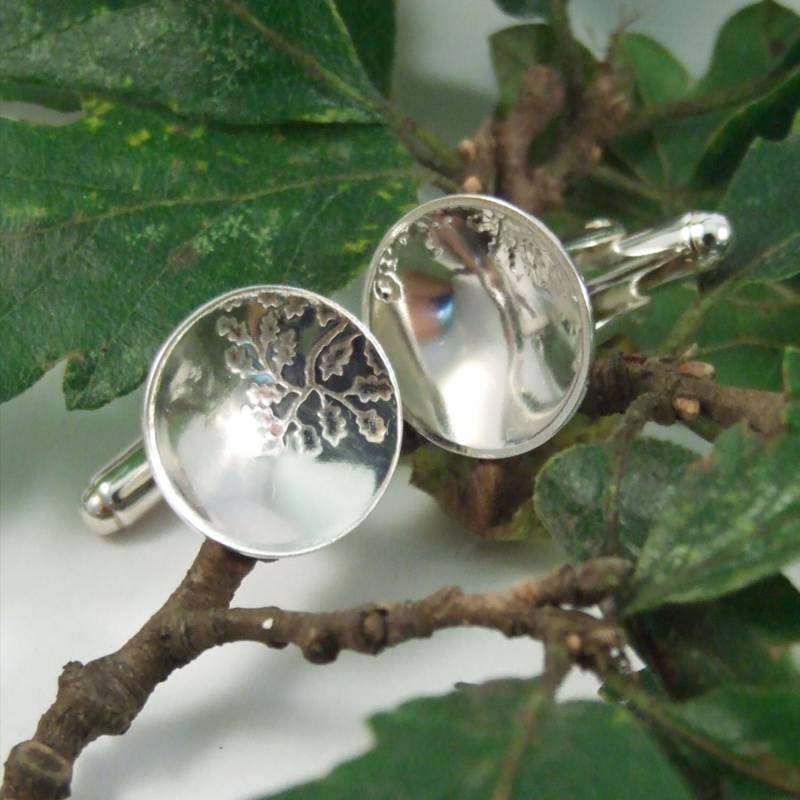 Eichenblatt Manschettenknöpfe Handgemachtes Strukturmuster von FragmentDesignsEtsy