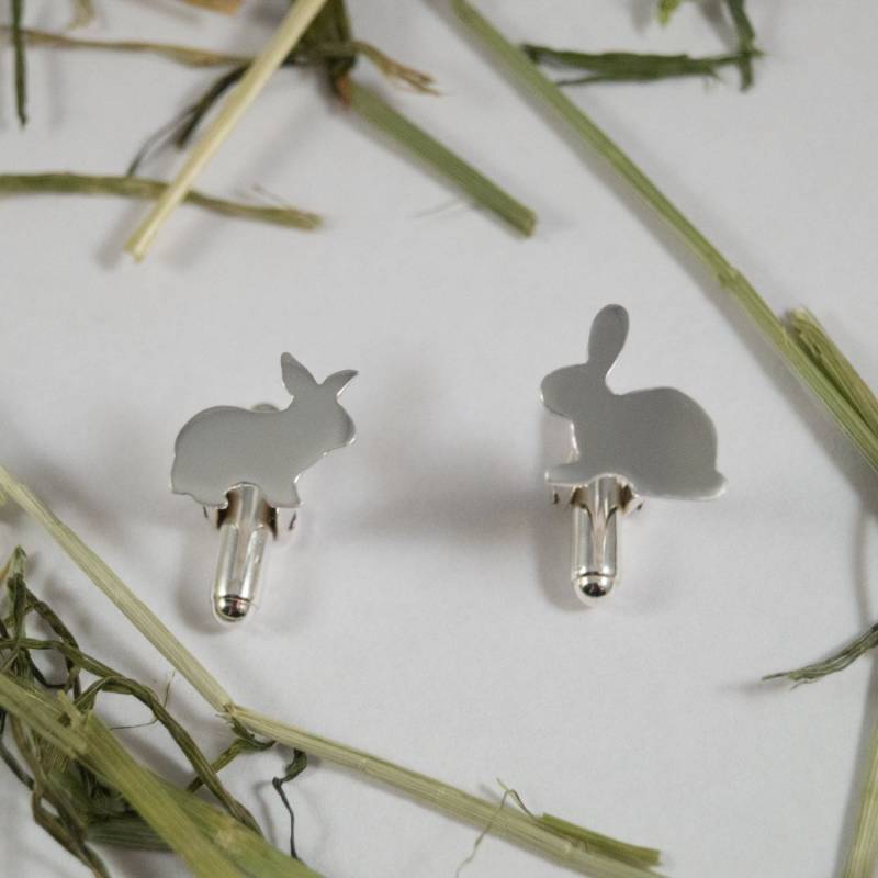 Silber Kaninchen Manschettenknöpfe Ein Paar Manschettenknöpfe Aus Recyceltem Sterlingsilber von FragmentDesignsEtsy