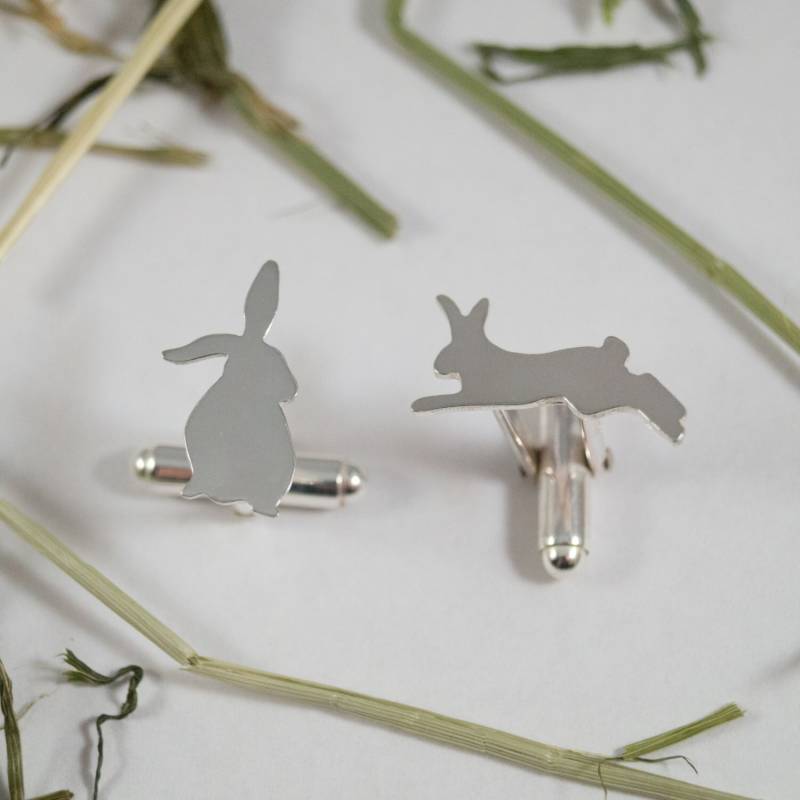 Silber Kaninchen Manschettenknöpfe Ein Paar Manschettenknöpfe Aus Recyceltem Sterlingsilber von FragmentDesignsEtsy