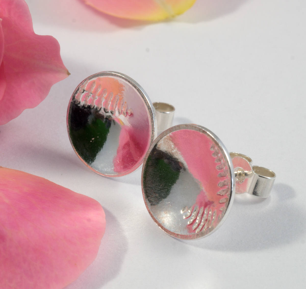 sterling Silber Farn Ohrringe Eco Frond Textur von FragmentDesignsEtsy