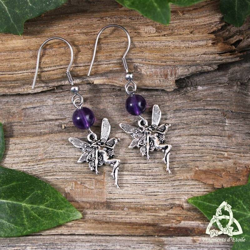 Amethyst-Feen-Ohrringe, Feen-Elfen-Schmuck, Lila Silber, Wicca-Pagan-Magie, Esoterik, Mittelalterliche Gothic, Boho-Geschenk Amethyst-Feen-Ohrringe, Feen-Elfen-Schmuck, Lila Silber, Wicca-Pagan-Magie, Esoterik, Mittelalterliche Gothic, Boho-Geschenk von FragmentsdEtoile