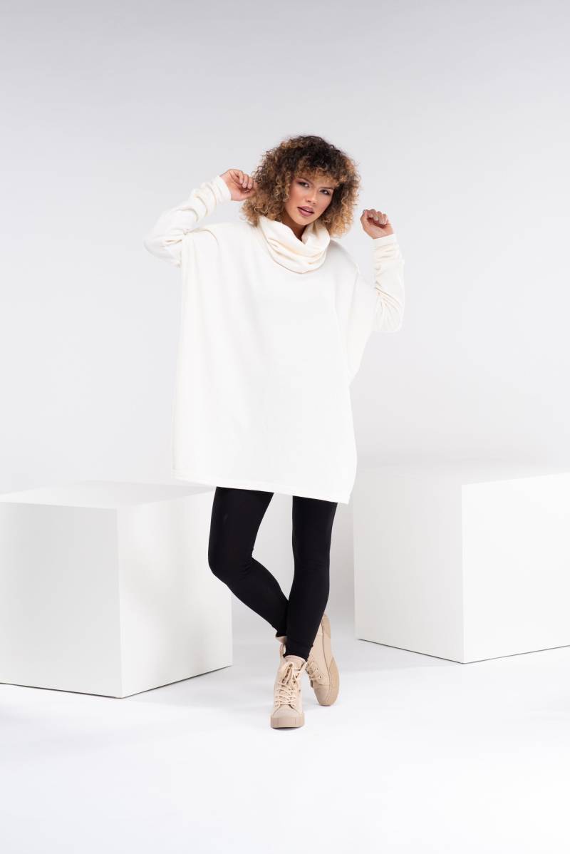 Gestrickter Rollkragenpullover, Übergroßer Strickpullover, Weißer Pullover Pullover, Wollpullover Tunika, Herbstkleidung, Elfenbeinfarbener von Fraktura