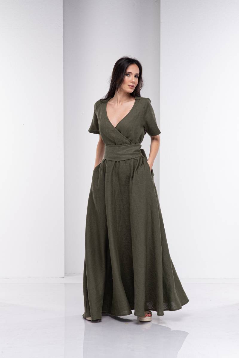 Leinen Wickelkleid, Strandkleid, Kaftan Maxi Kleid, Kleidung Für Damen von Fraktura
