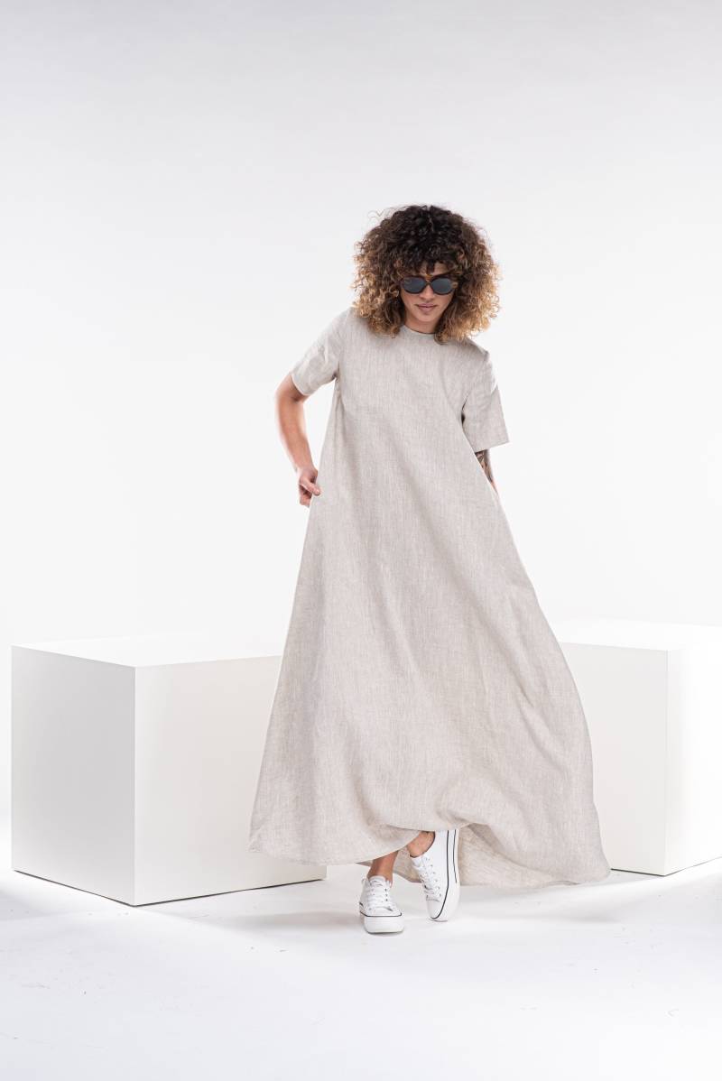 Lockeres Leinen Kleid, Sommer Kaftan, Maxi Strand Kleidung Frauen von Fraktura