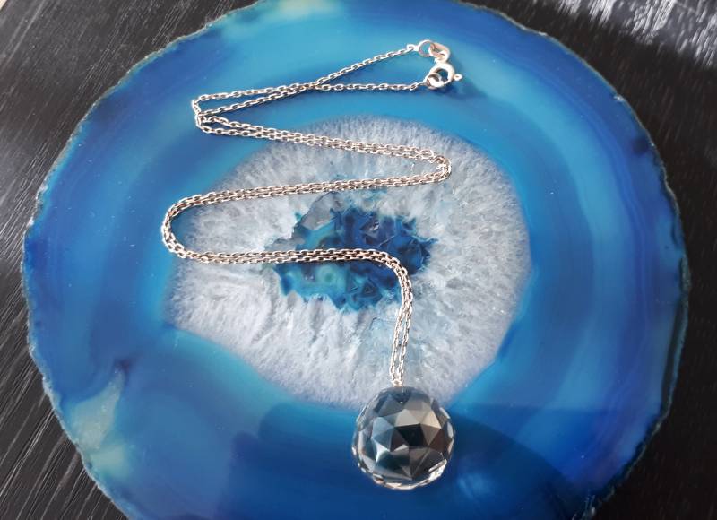 Vintage Große Kristall Sterling Silber Halskette Ng6 von FralaVintage