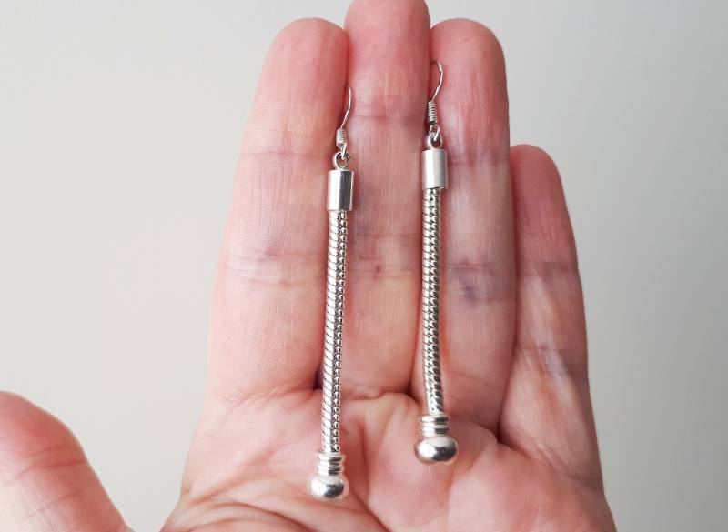 Vintage Lange Tropfen Ohrringe Sterling Silber E5 von FralaVintage