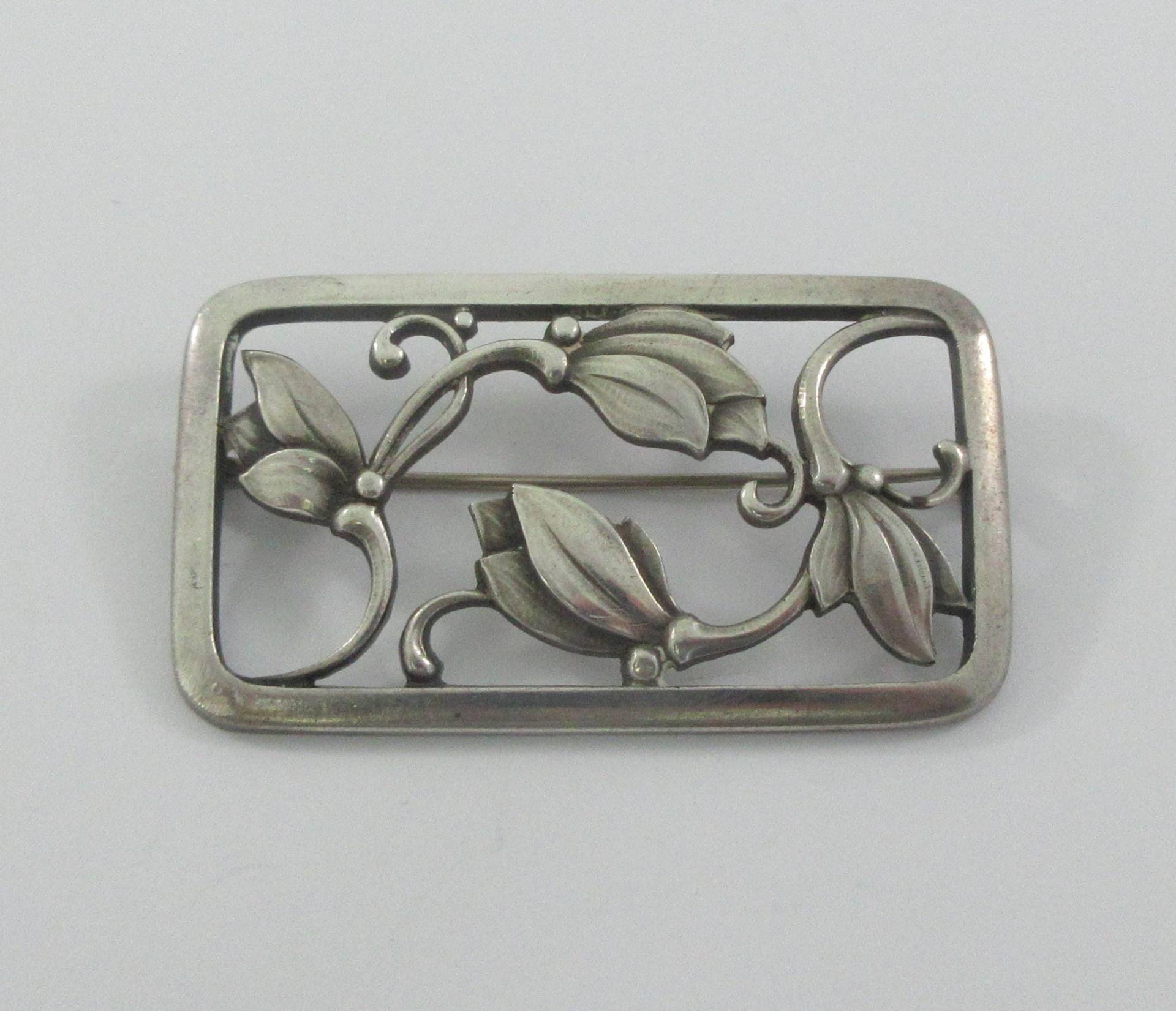 Signierte Georg Jensen Denmark 295 Sterling Silber Offene Blumen Brosche von Framarines