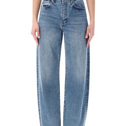 Frame The Bow Hochgeschnittene Weite Jeans In Rapture Raw Blue von Frame