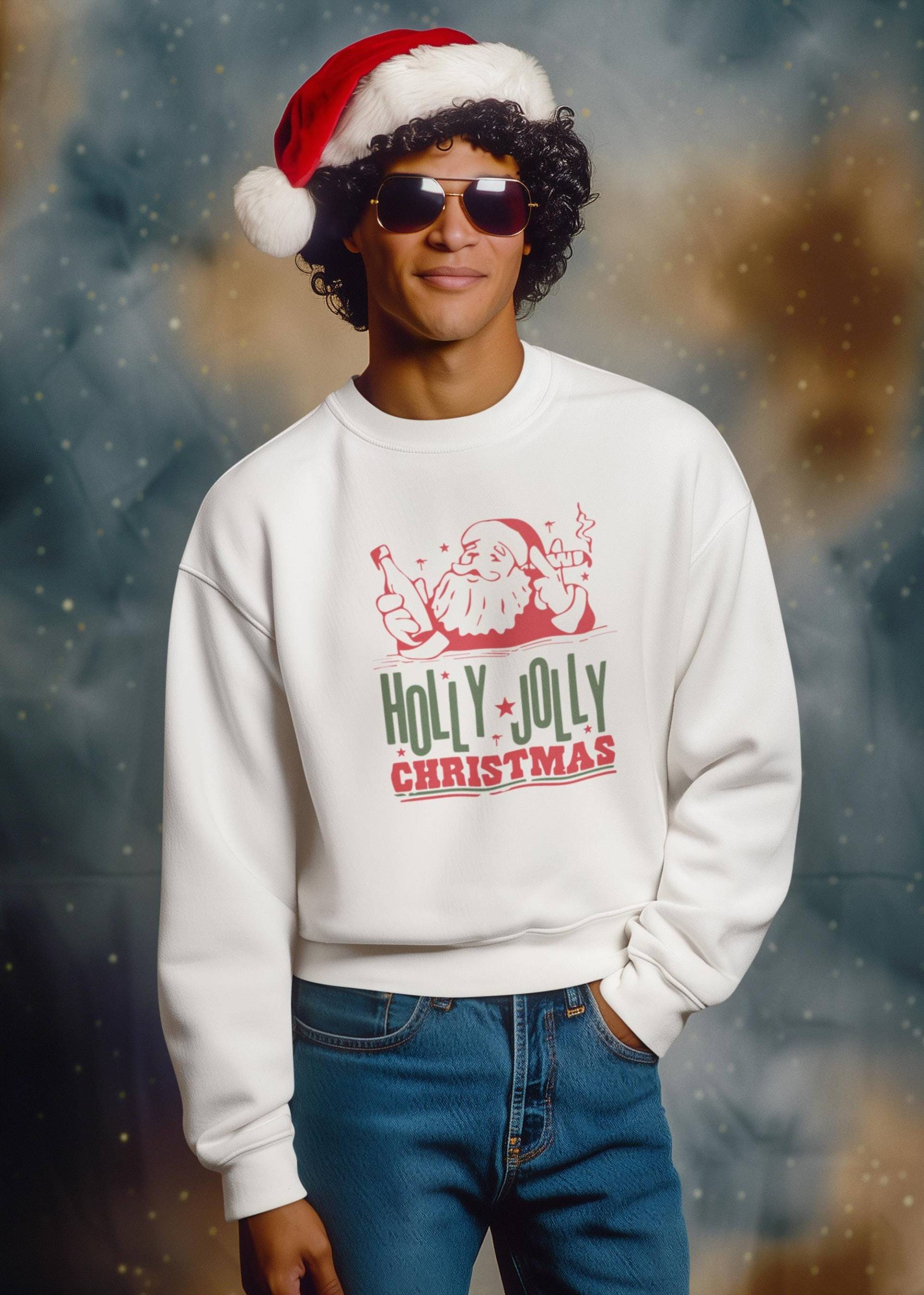 Weihnachts Sweatshirt, Holly Jolly Christmas, Super-Weichem Sweatstoff, Weihnachtsgeschenk, Weihanchtsmann, Printed in Germany von FrameFabric