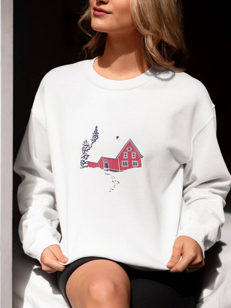 Winter Hütte Sweatshirt, Super-Weichem Sweatstoff, Schwedenhaus, Weihnachtsgeschenk, Printed in Germany von FrameFabric