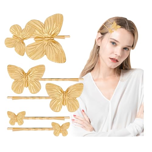 Framendino, 5 Stück Schmetterlings-Haarnadeln Gold Braut Schmetterlinge Haarnadel Metall Schmetterling Haarspangen für Frauen Hochzeit von Framendino