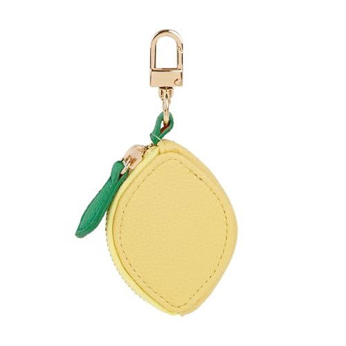 Framendino, Kleine Tasche mit Schlüsselanhänger, PU-Leder, Obstform, Münzgeldbörse, Mini-Aufbewahrungstasche für Kleingeld, Zitronengelb Framendino, Kleine Tasche mit Schlüsselanhänger, PU-Leder, Obstform, Münzgeldbörse, Mini-Aufbewahrungstasche für Kleingeld, Zitronengelb von Framendino