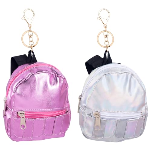 Framendino, Mini-Rucksack, Schlüsselanhänger, Reißverschluss, Münzbörse, Schlüsselanhänger, Kosmetiktasche, kleine Geldbörse für Damen, 2 Stück Framendino, Mini-Rucksack, Schlüsselanhänger, Reißverschluss, Münzbörse, Schlüsselanhänger, Kosmetiktasche, kleine Geldbörse für Damen, 2 Stück von Framendino