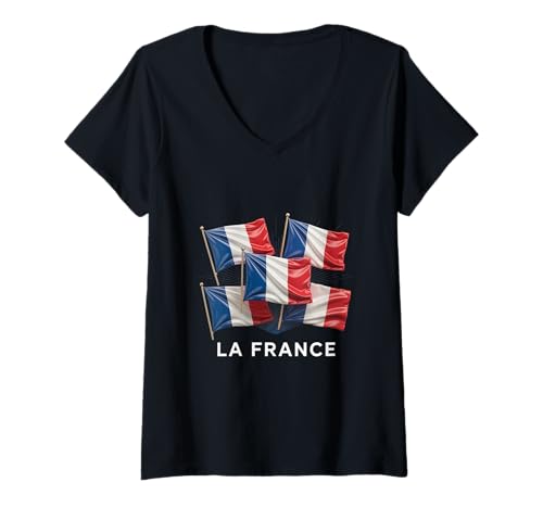 Damen 3D Frankreich Flaggen Liebe Frankreich I Love France Meme Französische Flagge T-Shirt mit V-Ausschnitt von France 3d Flags Love France I Love French Shirt