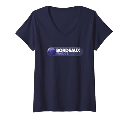 Damen Bordeaux Logo Emblem - Bordeaux Frankreich T-Shirt mit V-Ausschnitt Damen Bordeaux Logo Emblem - Bordeaux Frankreich T-Shirt mit V-Ausschnitt von France Adventure Gear
