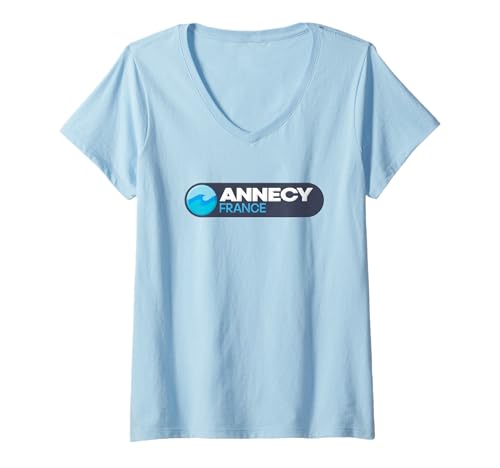 Damen Emblem des Annecy-Logos - Annecy, Frankreich T-Shirt mit V-Ausschnitt Damen Emblem des Annecy-Logos - Annecy, Frankreich T-Shirt mit V-Ausschnitt von France Adventure Gear