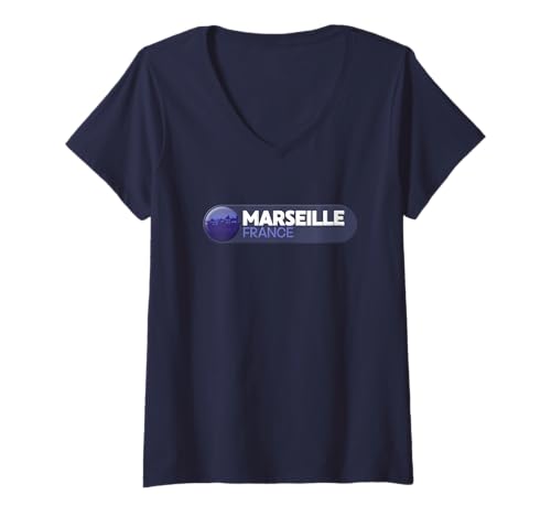 Damen Marseille Logo Emblem - Marseille Frankreich T-Shirt mit V-Ausschnitt Damen Marseille Logo Emblem - Marseille Frankreich T-Shirt mit V-Ausschnitt von France Adventure Gear