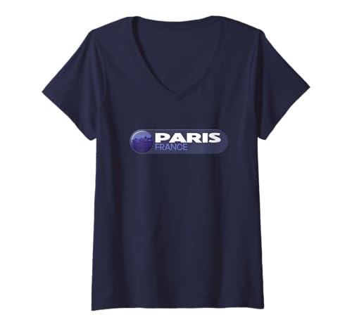 Damen Paris Logo Emblem - Paris Frankreich T-Shirt mit V-Ausschnitt Damen Paris Logo Emblem - Paris Frankreich T-Shirt mit V-Ausschnitt von France Adventure Gear