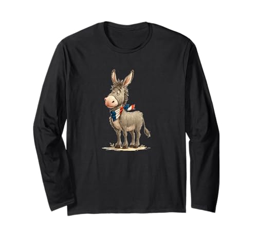 Lazy Donkey Face mit französischen Farben für Jungen und Mädchen Langarmshirt von France Donkey Outfit