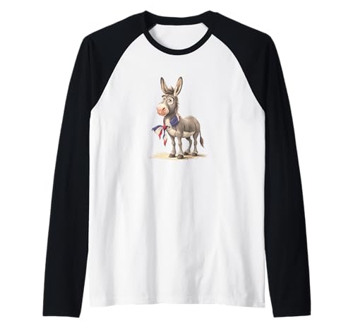 Netter Esel mit Frankreich-Farben Kostüm für Jungen und Mädchen Raglan von France Donkey Outfit