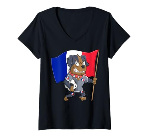Damen Frankreich Fan Hund T-Shirt mit V-Ausschnitt Damen Frankreich Fan Hund T-Shirt mit V-Ausschnitt von France Fans