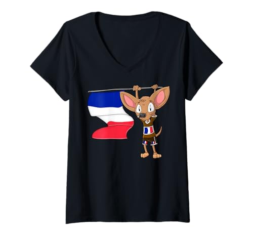 Damen Französischer Chihuahua T-Shirt mit V-Ausschnitt Damen Französischer Chihuahua T-Shirt mit V-Ausschnitt von France Fans