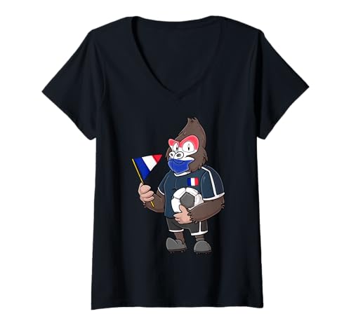 Damen Französischer Gorilla T-Shirt mit V-Ausschnitt Damen Französischer Gorilla T-Shirt mit V-Ausschnitt von France Fans
