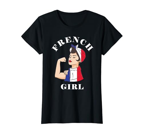 Französisches Mädchen Starke Frau Frankreich Flagge Stolz Wurzeln Stolz T-Shirt von France Flag Pride French Roots Francaise Hen