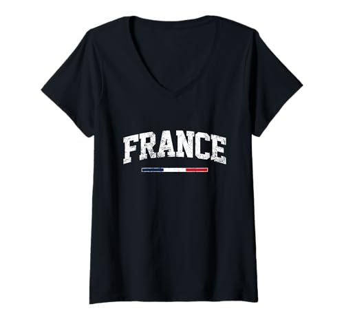 Damen Frankreich-Flagge, Geschenk, französischer Freund, minimalistisch, Frankreich T-Shirt mit V-Ausschnitt Damen Frankreich-Flagge, Geschenk, französischer Freund, minimalistisch, Frankreich T-Shirt mit V-Ausschnitt von France Flag gift French friend gift France