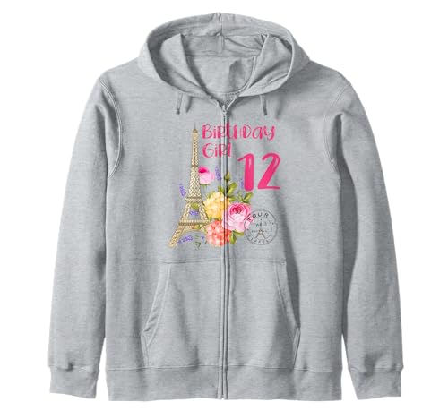 Paris Motto-Party Geburtstag Mädchen Frankreich Eiffelturm 12 Kapuzenjacke von France Love Paris 12 year old