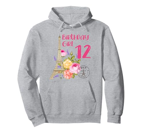 Paris Motto-Party Geburtstag Mädchen Frankreich Eiffelturm 12 Pullover Hoodie von France Love Paris 12 year old