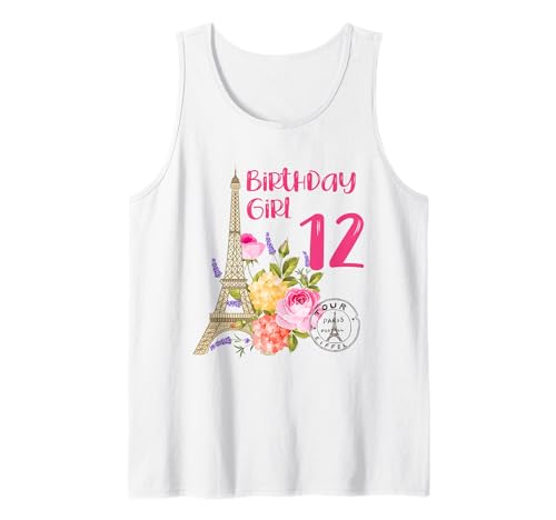 Paris Motto-Party Geburtstag Mädchen Frankreich Eiffelturm 12 Tank Top Paris Motto-Party Geburtstag Mädchen Frankreich Eiffelturm 12 Tank Top von France Love Paris 12 year old