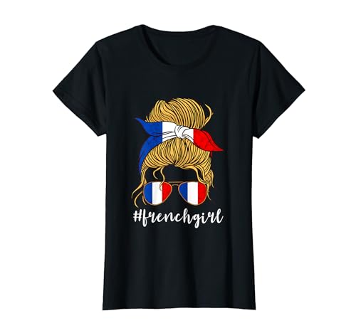 Französisches Mädchen Französische Wurzeln Schal Sonnenbrille Frankreich Flagge Frankreich T-Shirt von France National Flag French Roots