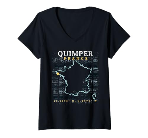 Damen Frankreich Quimper T-Shirt mit V-Ausschnitt Damen Frankreich Quimper T-Shirt mit V-Ausschnitt von France Quimper