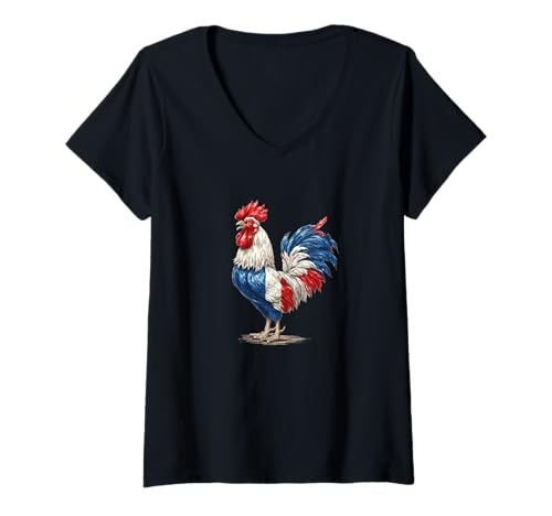 Damen Nettes Frankreich Hühner-Kostüm für Hahn- und Tierliebhaber T-Shirt mit V-Ausschnitt Damen Nettes Frankreich Hühner-Kostüm für Hahn- und Tierliebhaber T-Shirt mit V-Ausschnitt von France Rooster Outfit
