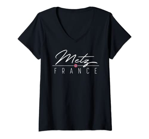 Damen Metz France Shirt für Damen, Herren, Mädchen und Jungen T-Shirt mit V-Ausschnitt von France Souvenirs & Gifts by DV8sTees
