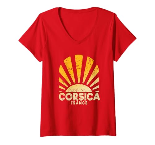 Damen Korsika Frankreich - Corsica Sunshine T-Shirt mit V-Ausschnitt Damen Korsika Frankreich - Corsica Sunshine T-Shirt mit V-Ausschnitt von France Sunshine Apparel