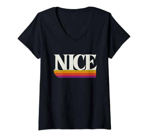 Damen Schöne französische Retro-Grafik T-Shirt mit V-Ausschnitt Damen Schöne französische Retro-Grafik T-Shirt mit V-Ausschnitt von France Throwbacks