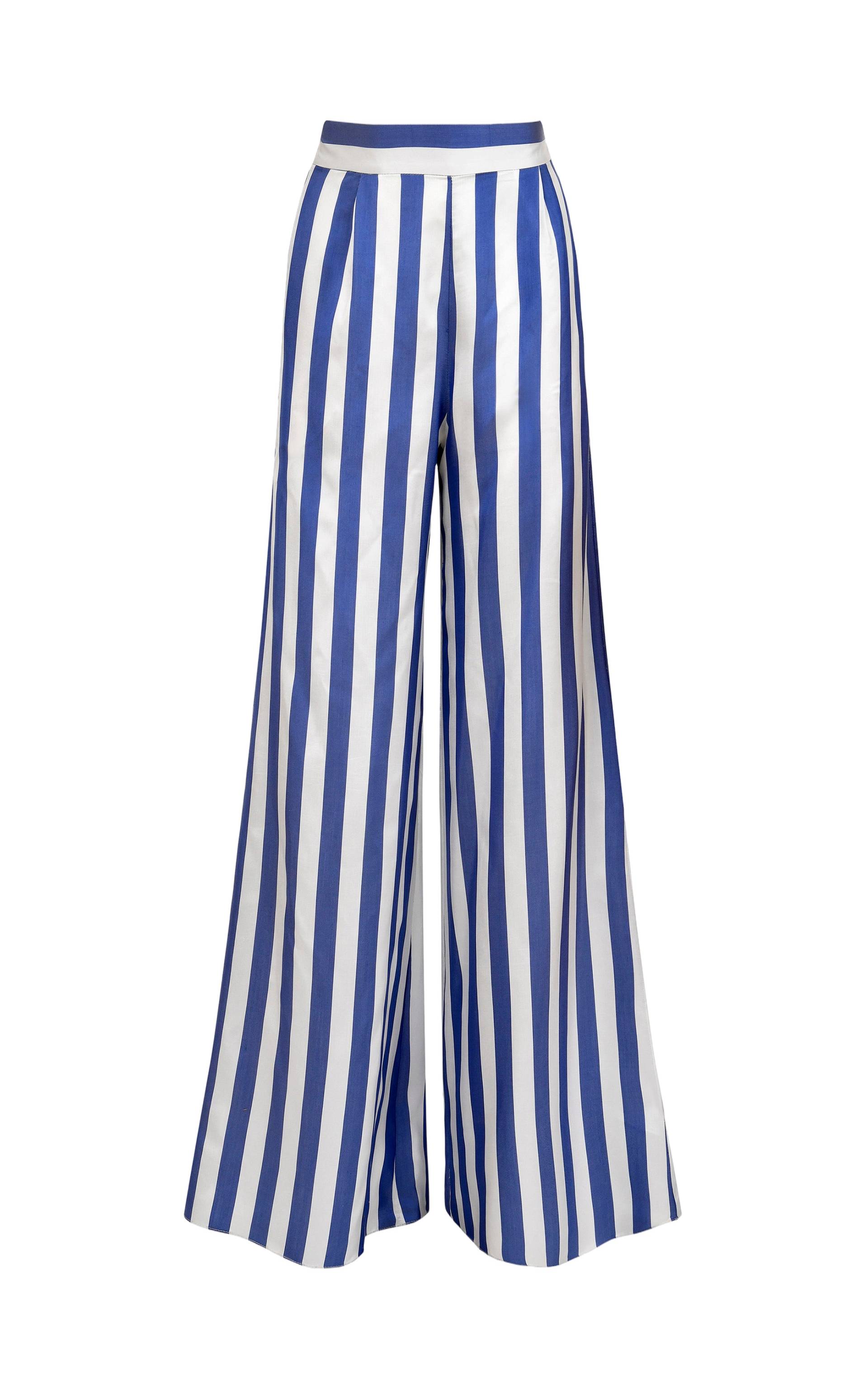 Acqua Silk Pants - Blue - 8 - Francesca Miranda - Wide leg pants von Francesca Miranda