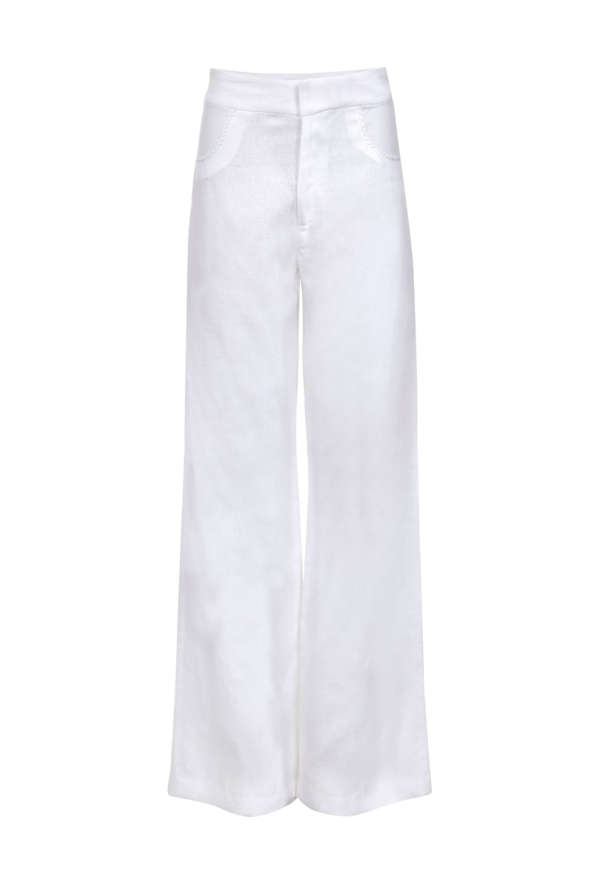 Francesca Miranda | Paseo 100% Linen Pants - White | Women's Ghost White High waisted pants Francesca Miranda | Paseo 100% Linen Pants - White | Women's Ghost White High waisted pants von Francesca Miranda
