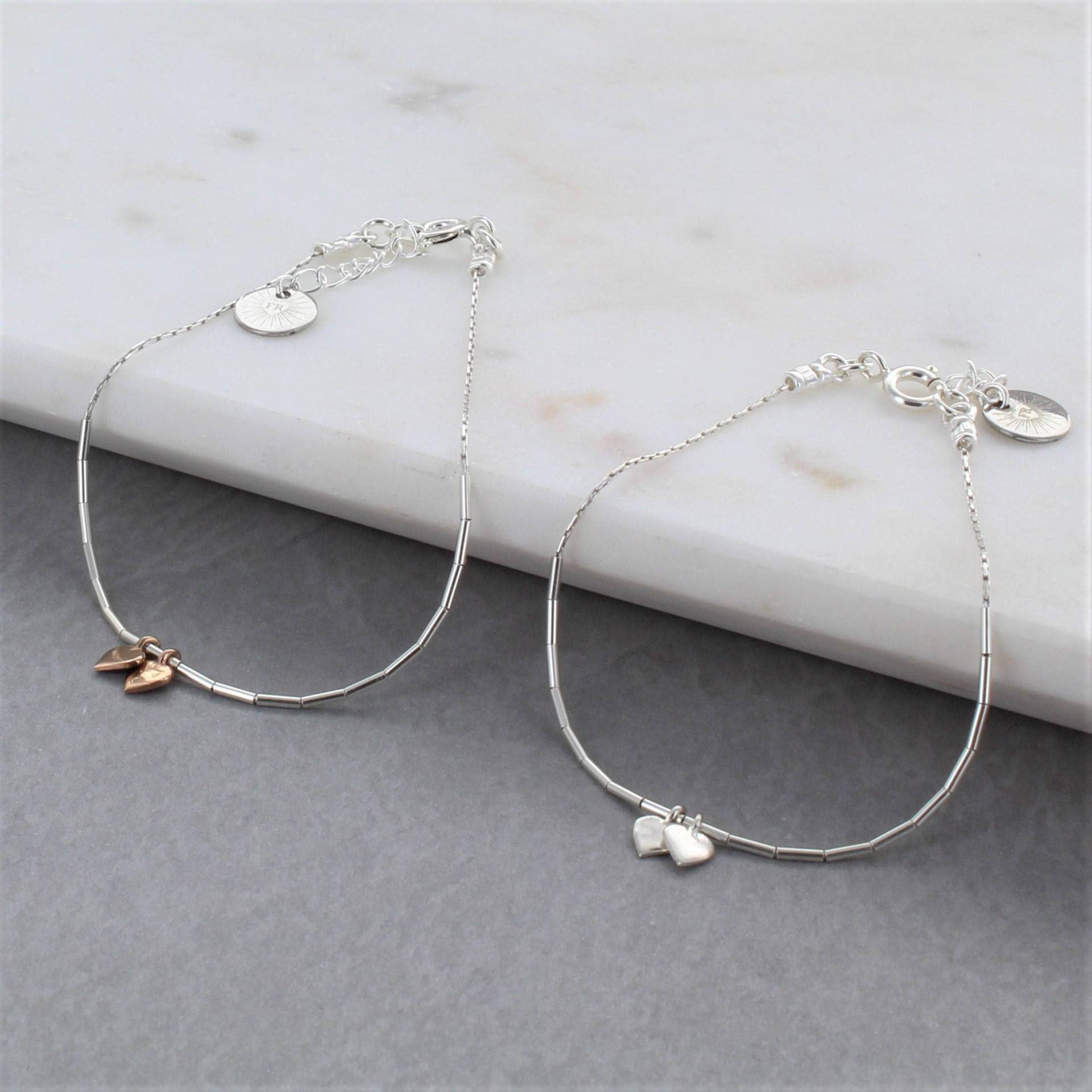 Flüssiges Sterling Silber Herz Charm Armband von FrancescaRossiDesign