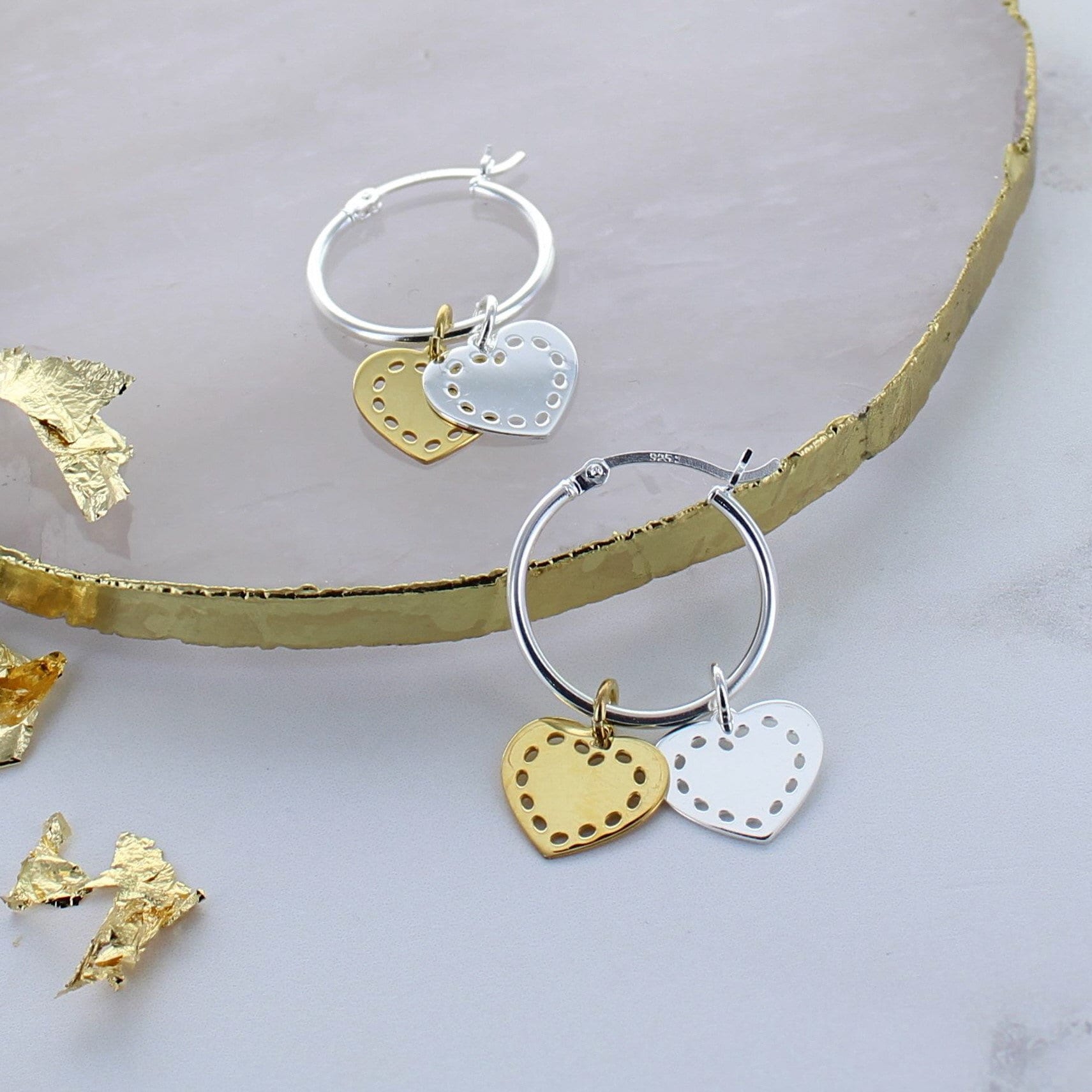 Herz Vergoldet Und Sterling Silber Ohrringe von FrancescaRossiDesign