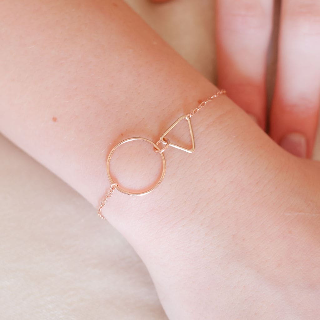 Kreis Und Dreieck Rose Vergoldet Sterling Silber Armband von FrancescaRossiDesign