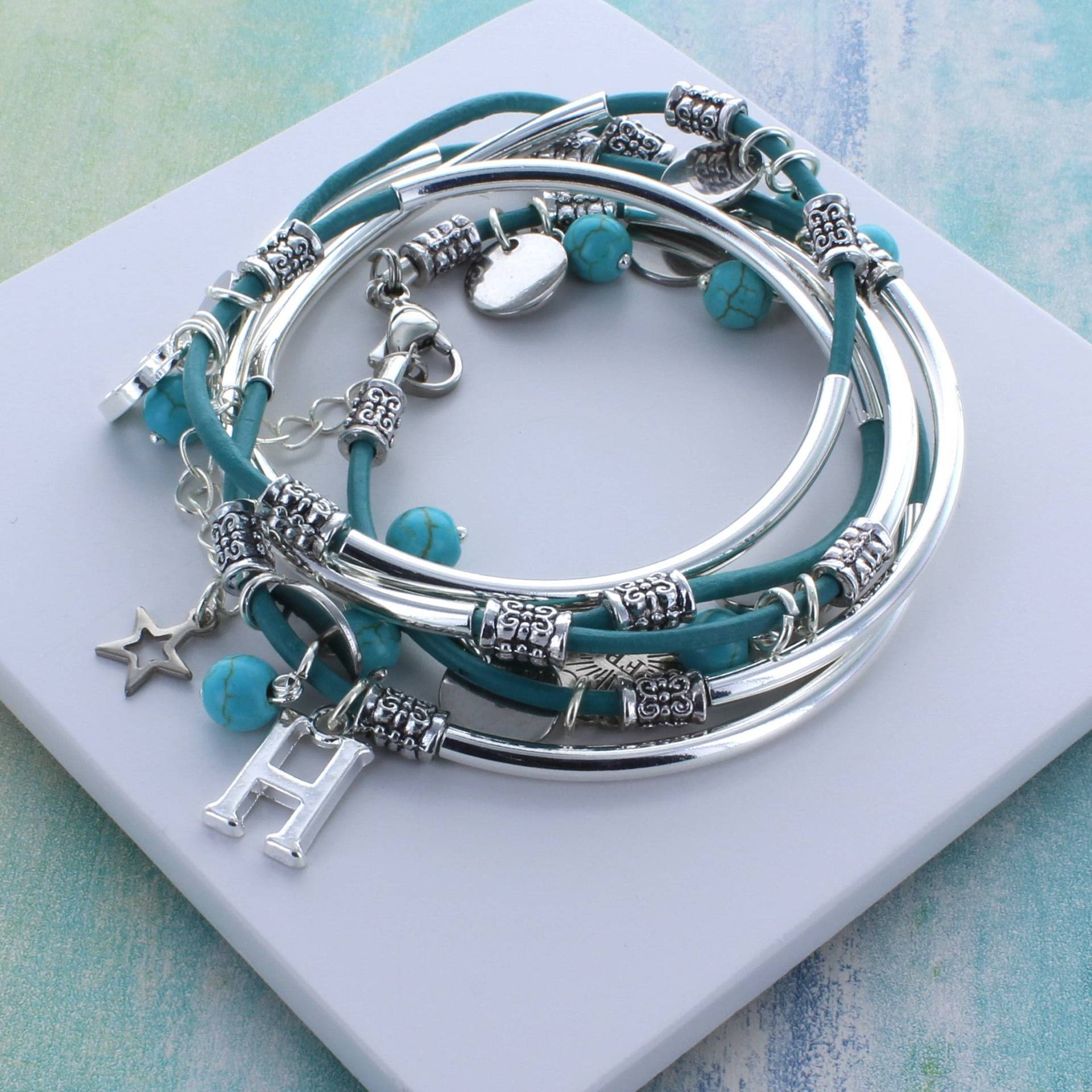 Personalisiertes Türkis Nudel Armband von FrancescaRossiDesign