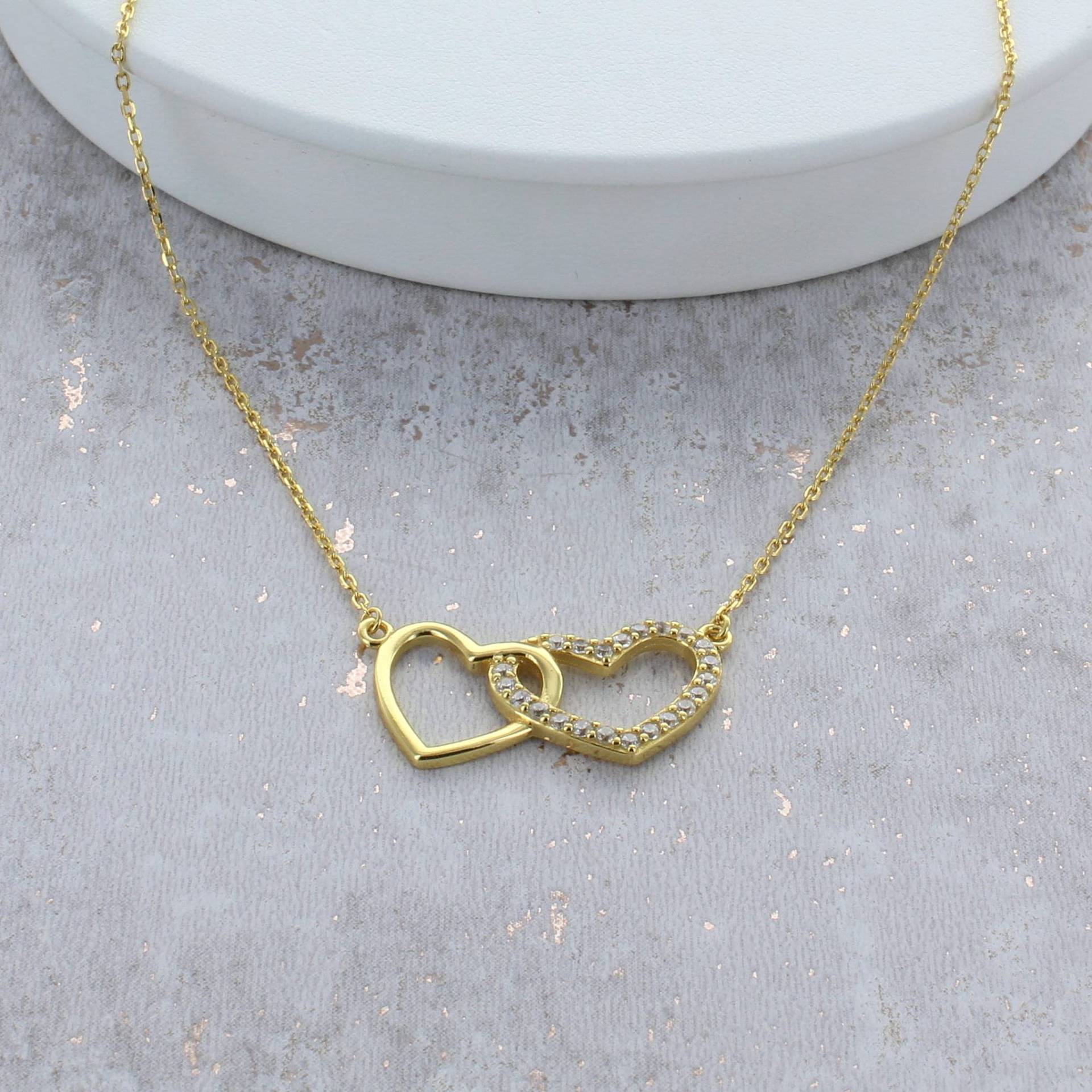 Vergoldete Sterling Silber Interlocking Herzen Halskette von FrancescaRossiDesign
