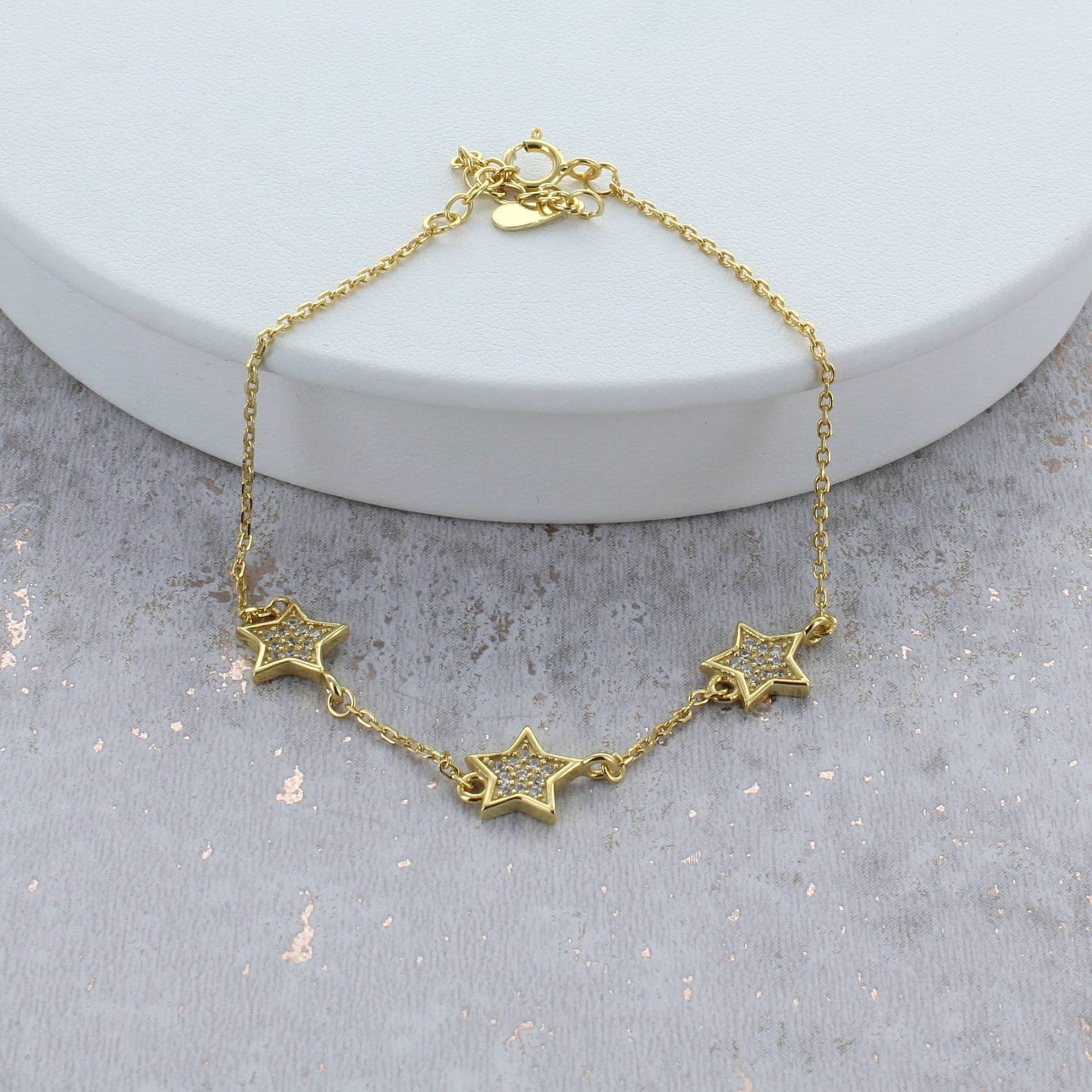 Vergoldetes Sterlingsilber Stern Charm Armband von FrancescaRossiDesign