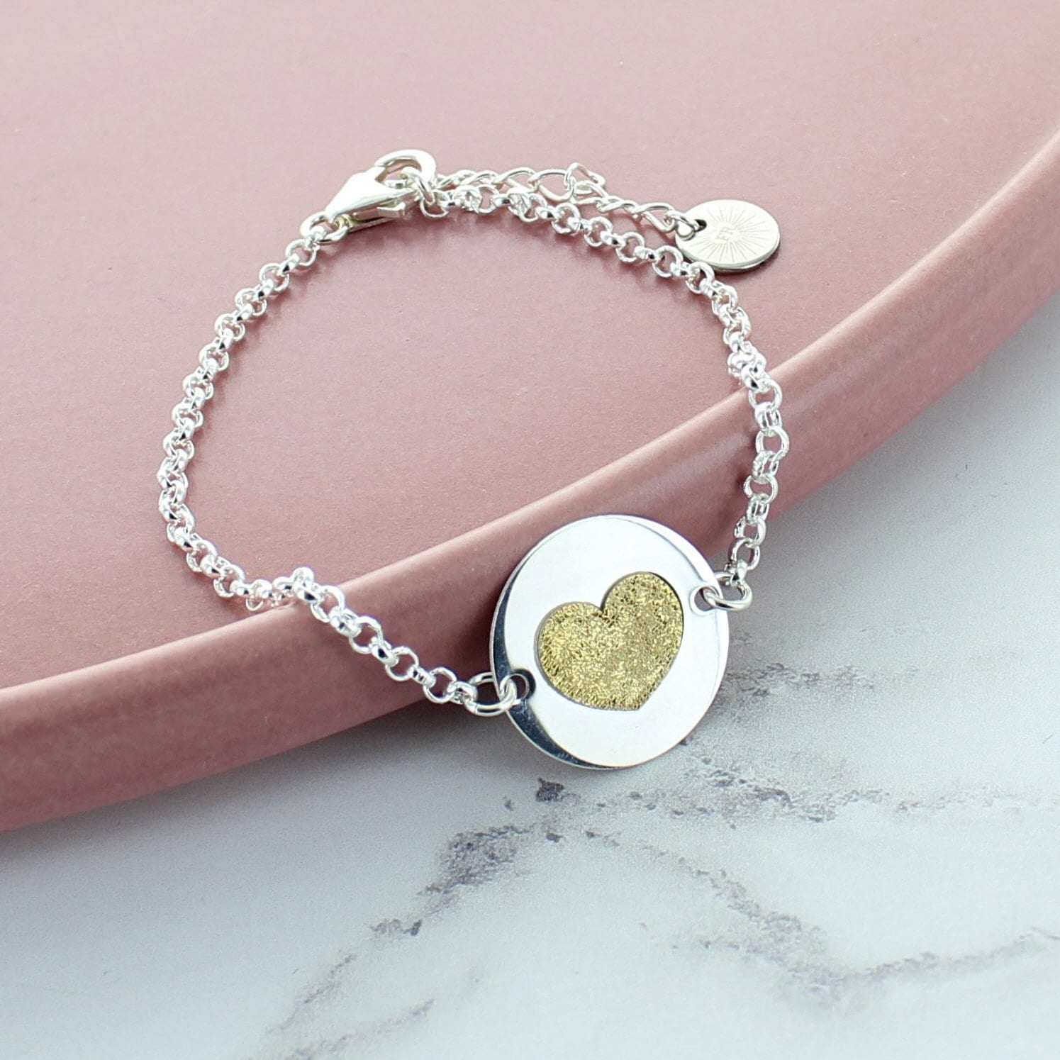 Vergoldetes Und Sterling Silber Personalisiertes Herz Charm Armband von FrancescaRossiDesign